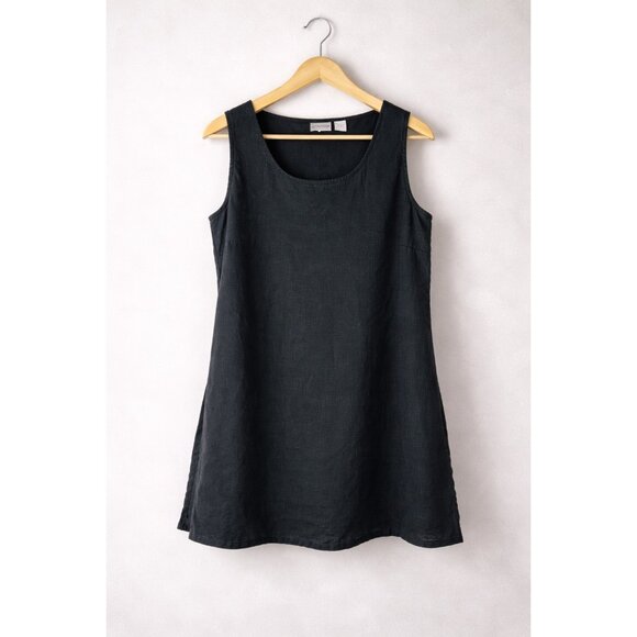 Chico’s Tops - Chico’s Black 100% Linen Sleeveless A-Line Tunic Top Minimalist Size 1